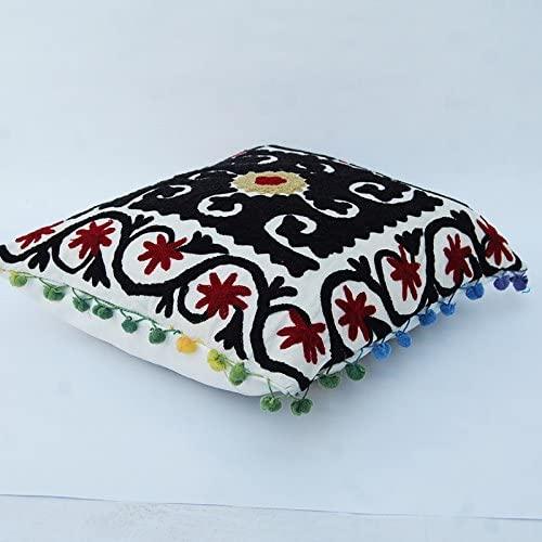 Suzani Cusion Cover, Indigo Suzani Pillow Cover, Suzani Cushion, Embroidered Cushion Cover, Indian Cushion Cover, Sofa Cushion, Bench Cushion, Pin Cushion, Embroidery Handwork  Cushions (50)
