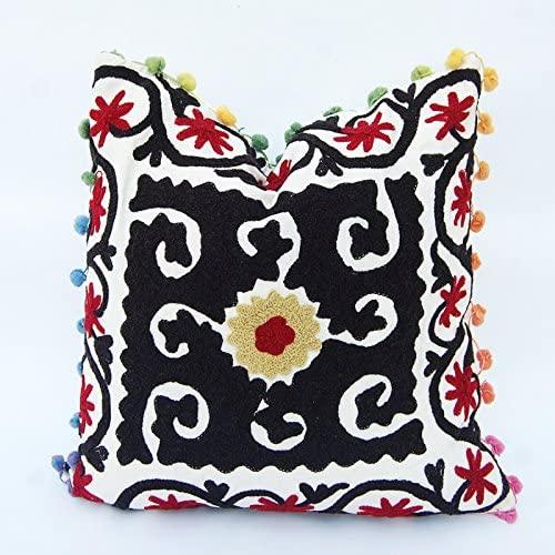 Suzani Cusion Cover, Indigo Suzani Pillow Cover, Suzani Cushion, Embroidered Cushion Cover, Indian Cushion Cover, Sofa Cushion, Bench Cushion, Pin Cushion, Embroidery Handwork  Cushions (50)