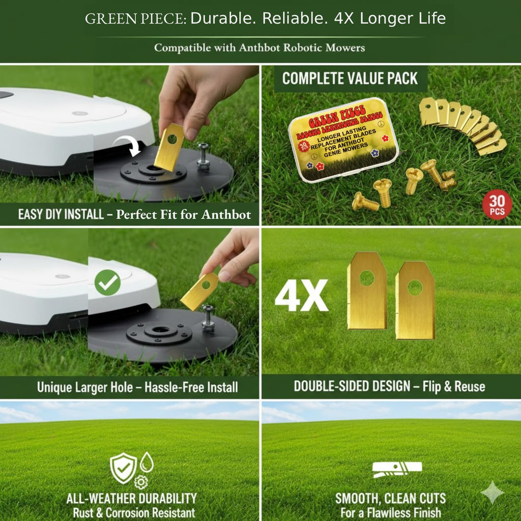 Robot Mower Blades Compatible with  – 30 Replacement Blades with Screws, Durable  Steel for Clean &amp; Precise Lawn Cutting