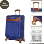 Castaway er Luggage - 4 Piece Softside Expandable Lightweight Spinner Suitcases- Travel Set includes Tote Bag, 20-Inch Carry on, 24 Inch and 28-Inch Suitcases (Royal Blue)