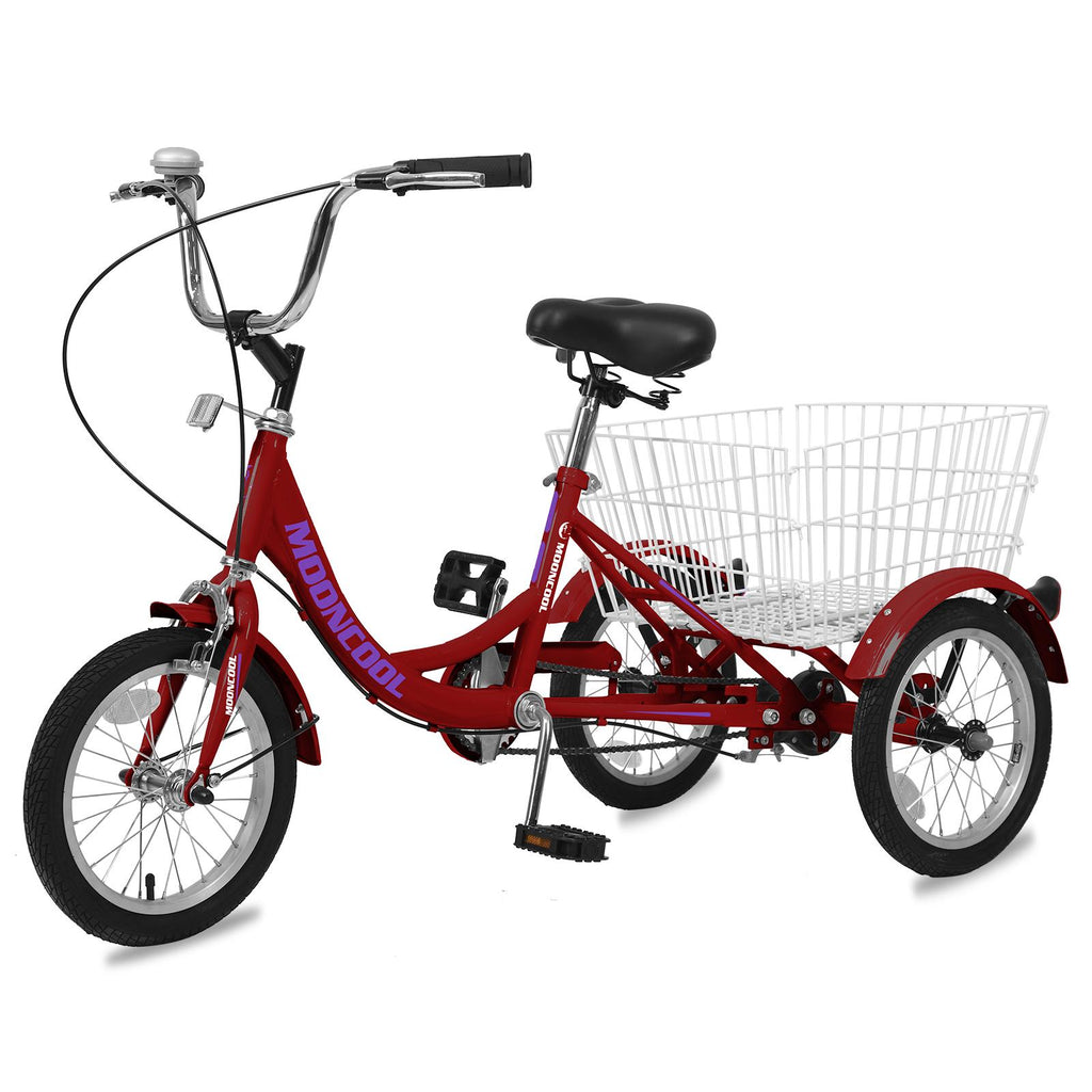 Docred 16 inch Tricycle Trike Cruiser Bike for kids/beginner riders Single Speed Three-Wheeled Bicycles with Adjustable Height and Rear Basket