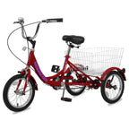Docred 16 inch Tricycle Trike Cruiser Bike for kids/beginner riders Single Speed Three-Wheeled Bicycles with Adjustable Height and Rear Basket