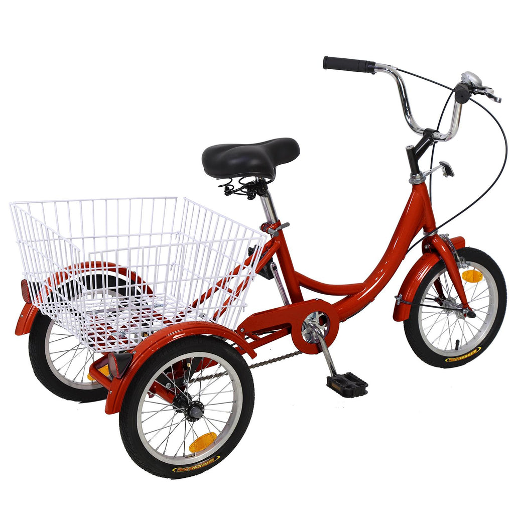 Docred 16 inch Tricycle Trike Cruiser Bike for kids/beginner riders Single Speed Three-Wheeled Bicycles with Adjustable Height and Rear Basket