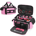 Pink Tool Bag for Women, Tool StoraOrganizer with Anti-friction and Thick Padded Bottom, Tactical RanBag, Multi-functional Work Bag for Repairman, Electrician, Carpenters, Pink