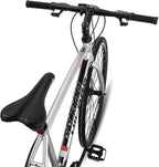 Hiland Road Hybrid Bike Urban City Commuter Bicycle with Disc Brake for Men Comfortable Bicycle 700C Wheels 24 speeds Bikes Silver 57cm
