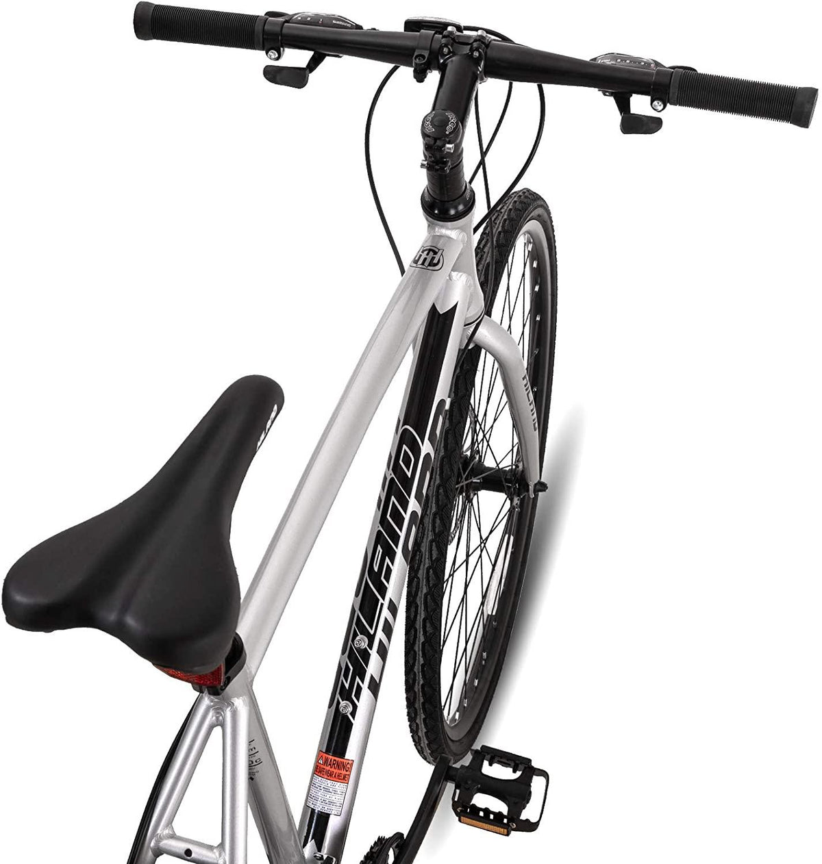 Hiland Road Hybrid Bike Urban City Commuter Bicycle with Disc Brake for Men Comfortable Bicycle 700C Wheels 24 speeds Bikes Silver 57cm
