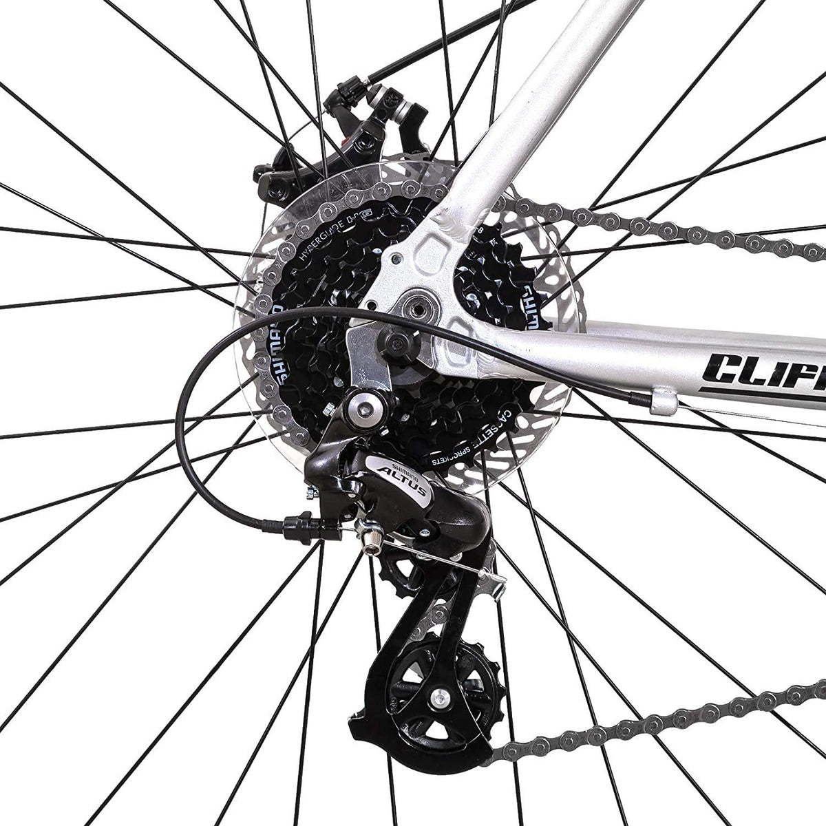 Hiland Road Hybrid Bike Urban City Commuter Bicycle with Disc Brake for Men Comfortable Bicycle 700C Wheels 24 speeds Bikes Silver 57cm