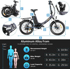 Vivi Z3 Folding Electric Bike for Adults, 350W Motor Ebike, 20inch Adults Electric Bicycle for Commuting, with Removable 36V 10.4Ah Lithium-Ion Battery