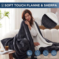 Electric Blanket Heated Blanket | 10 Heating Levels  1 to 12 Hours Heating Time Settings | Flannel to Sherpa Reversible 84x90 Queen Size | Machine Washable, Charcoal