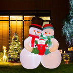 8 ft. H Lighted Inflatable Snowman Family Decor