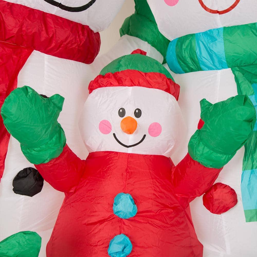 8 ft. H Lighted Inflatable Snowman Family Decor