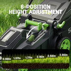 40V 17 Inch Brushless Electric Lawn Mower, Adjustable Cutting Heights Cordless Lawn Mower, 2-in-1 Bagging Mulching Lawn Care Tool, Powered by 2 Rechargeable 4.0Ah Batteries with Charger,Green