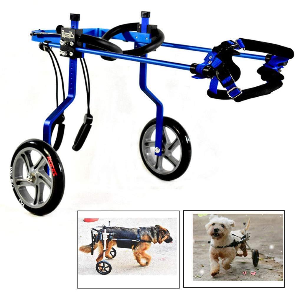 ADAHX Adjustable Dog Wheelchair, 6 Sizes for Front/Hind Legs Rehabilitation, 2 Wheels Wheelchair for Back Legs Lightweight Dog Cart Wheels,Blue,M