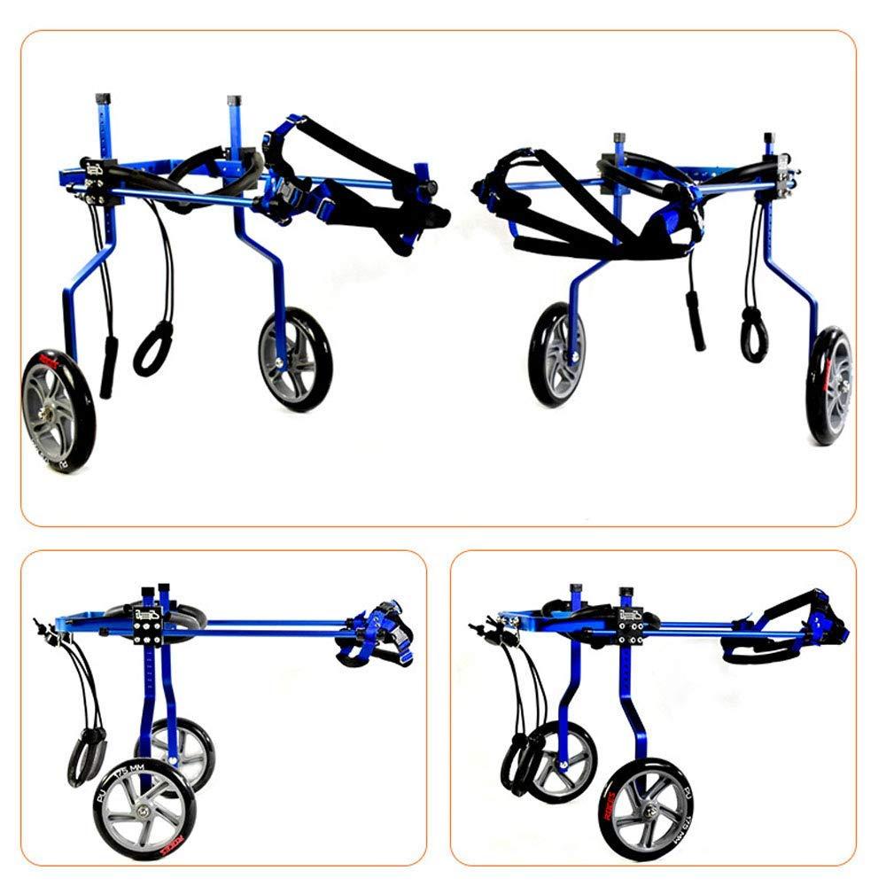 ADAHX Adjustable Dog Wheelchair, 6 Sizes for Front/Hind Legs Rehabilitation, 2 Wheels Wheelchair for Back Legs Lightweight Dog Cart Wheels,Blue,M