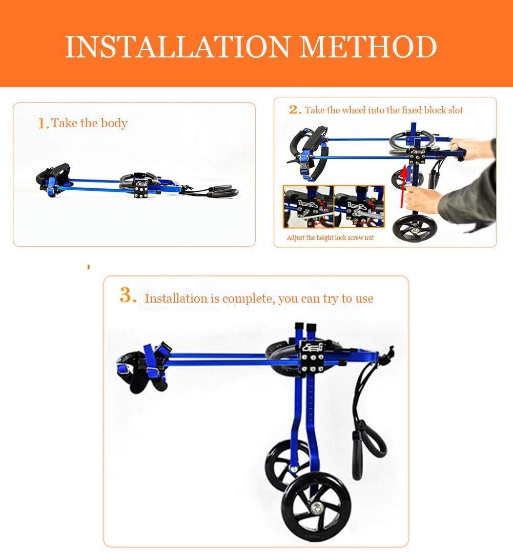 ADAHX Adjustable Dog Wheelchair, 6 Sizes for Front/Hind Legs Rehabilitation, 2 Wheels Wheelchair for Back Legs Lightweight Dog Cart Wheels,Blue,M
