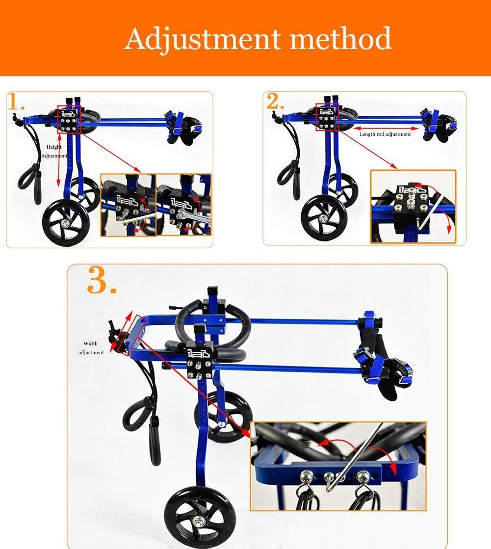 ADAHX Adjustable Dog Wheelchair, 6 Sizes for Front/Hind Legs Rehabilitation, 2 Wheels Wheelchair for Back Legs Lightweight Dog Cart Wheels,Blue,M