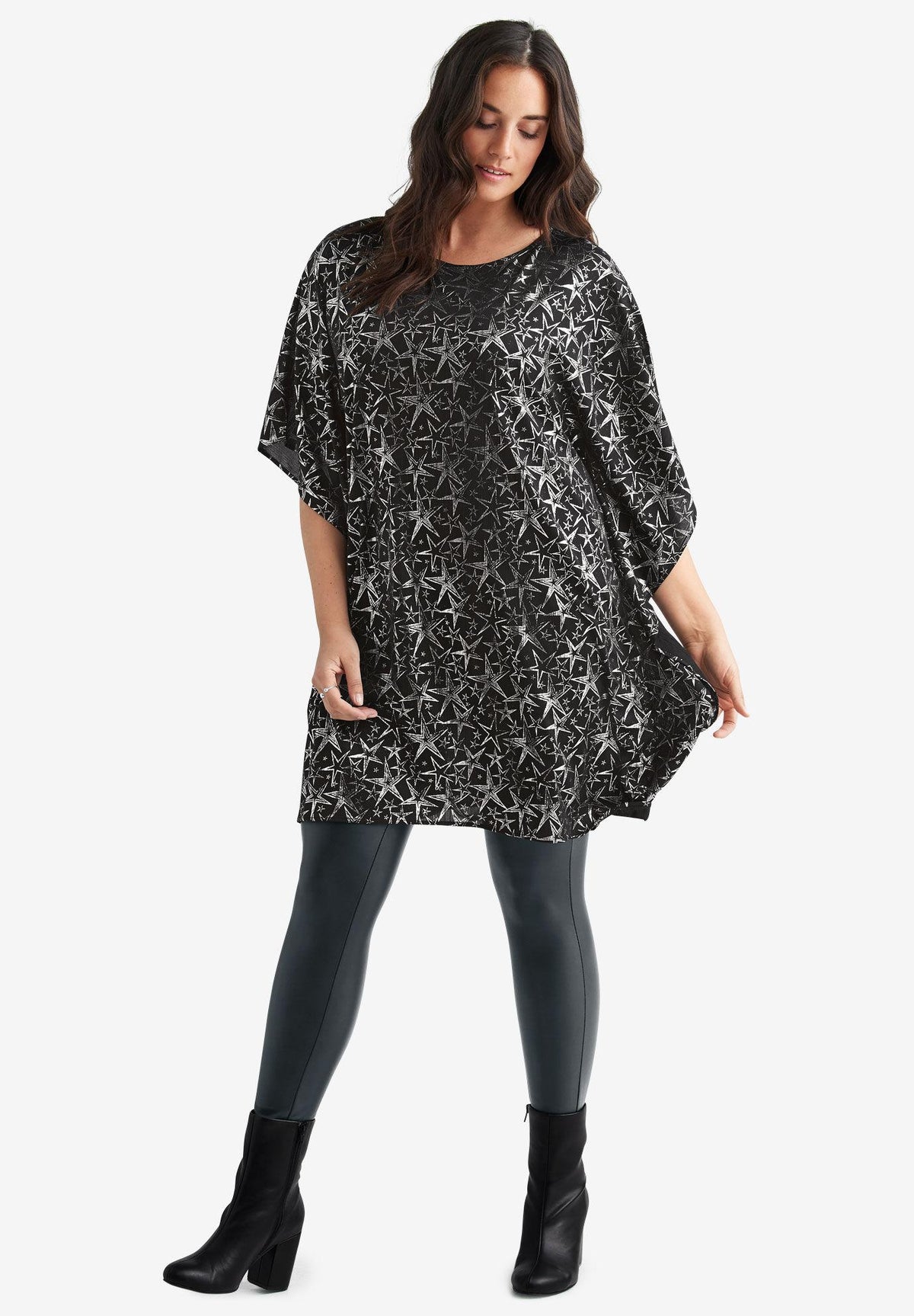 star print poncho tunic