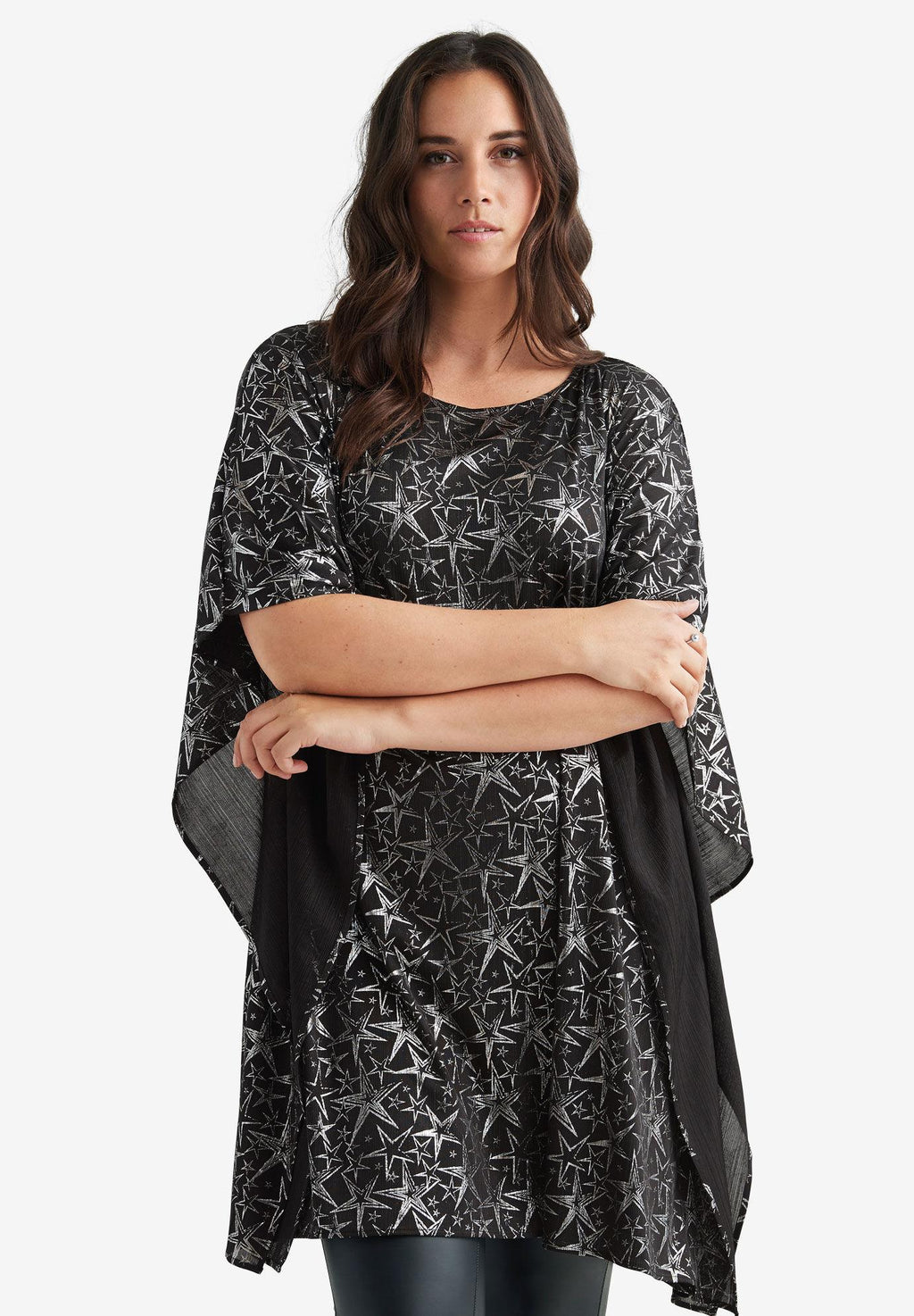 star print poncho tunic