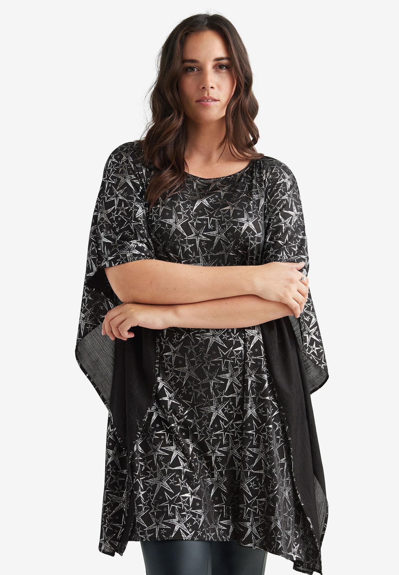 star print poncho tunic