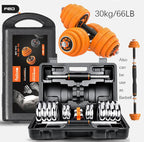 Adjustable 66LB Dumbbell Weight Sets for Home Gym Fitness Training with Box Pacand Detachable Rubber Ring, Orange