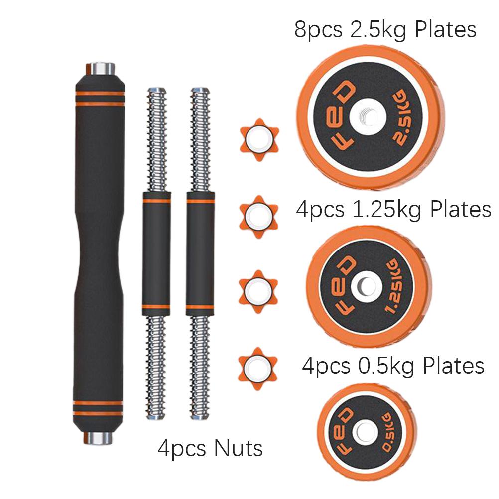 Adjustable 66LB Dumbbell Weight Sets for Home Gym Fitness Training with Box Pacand Detachable Rubber Ring, Orange