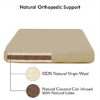NaturoPet Natural Orthopedic Dog Bed, Premium Virgin Wool &amp; Coco-Latex Pet Mattress Removable Washable Cover Water Resistant Indoor-Outdoor Durable Chew Resistant Made in USA