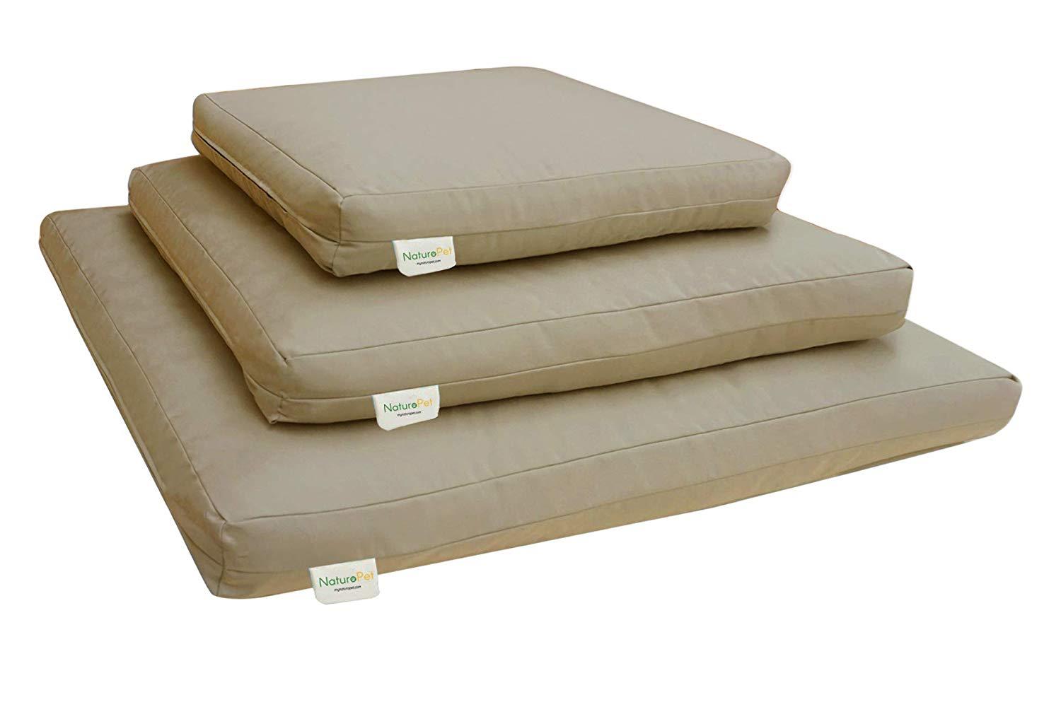 NaturoPet Natural Orthopedic Dog Bed, Premium Virgin Wool &amp; Coco-Latex Pet Mattress Removable Washable Cover Water Resistant Indoor-Outdoor Durable Chew Resistant Made in USA