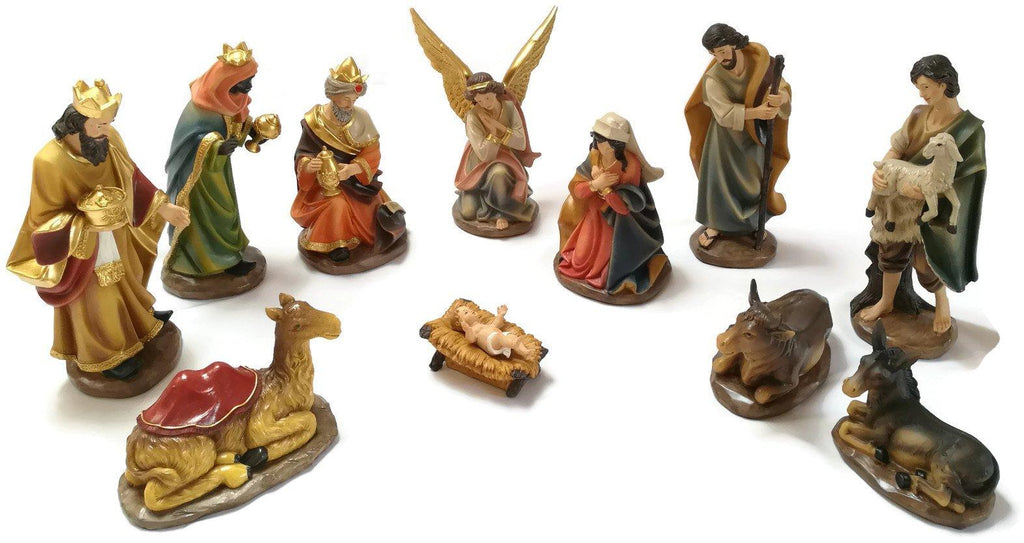 Faithful Treasure 12 inch Tall 11-Piece Set of Large Christmas Nativity Scene Figurines