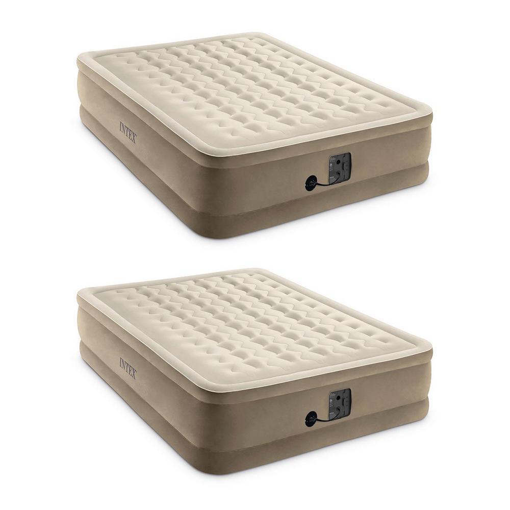 Ultra Plush Fiber Tech Air Mattress Bed with -In Pump, Queen (2-Pack)