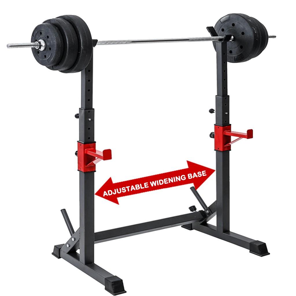 Barbell Rack 550LBS Max Load Adjustable Squat Stand Dipping Station Weight Bench