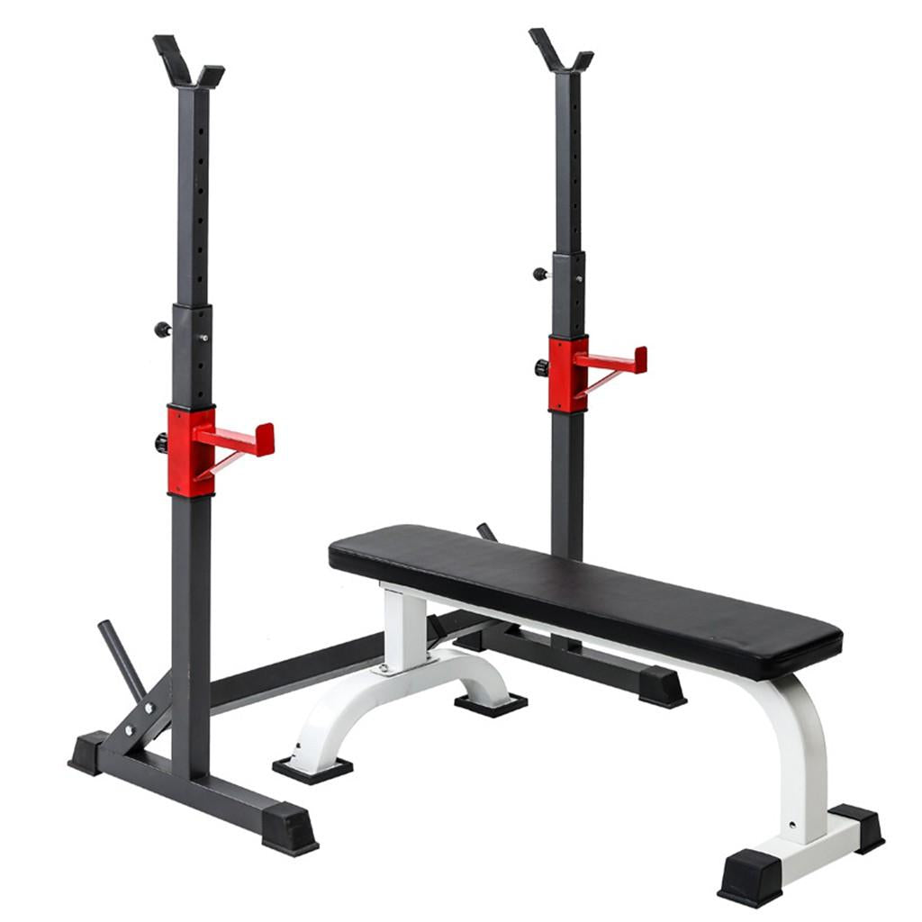 YOHOME PRODUCTS Barbell Rack 550lbs Max Load adjustable Squat Stand Dipping Station Weight Bench