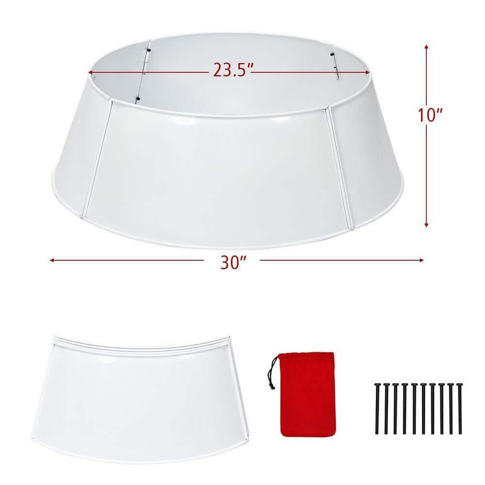 30 in. White Metal Christmas Tree Collar