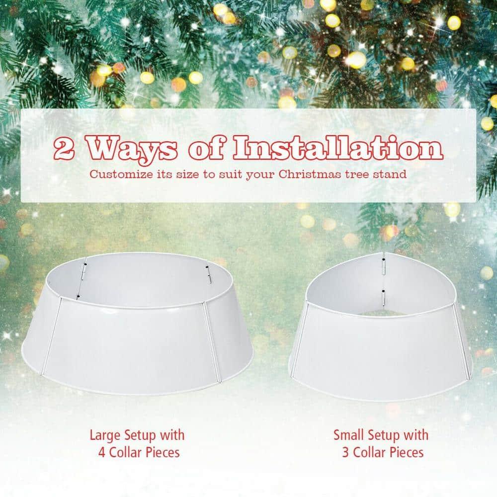 30 in. White Metal Christmas Tree Collar