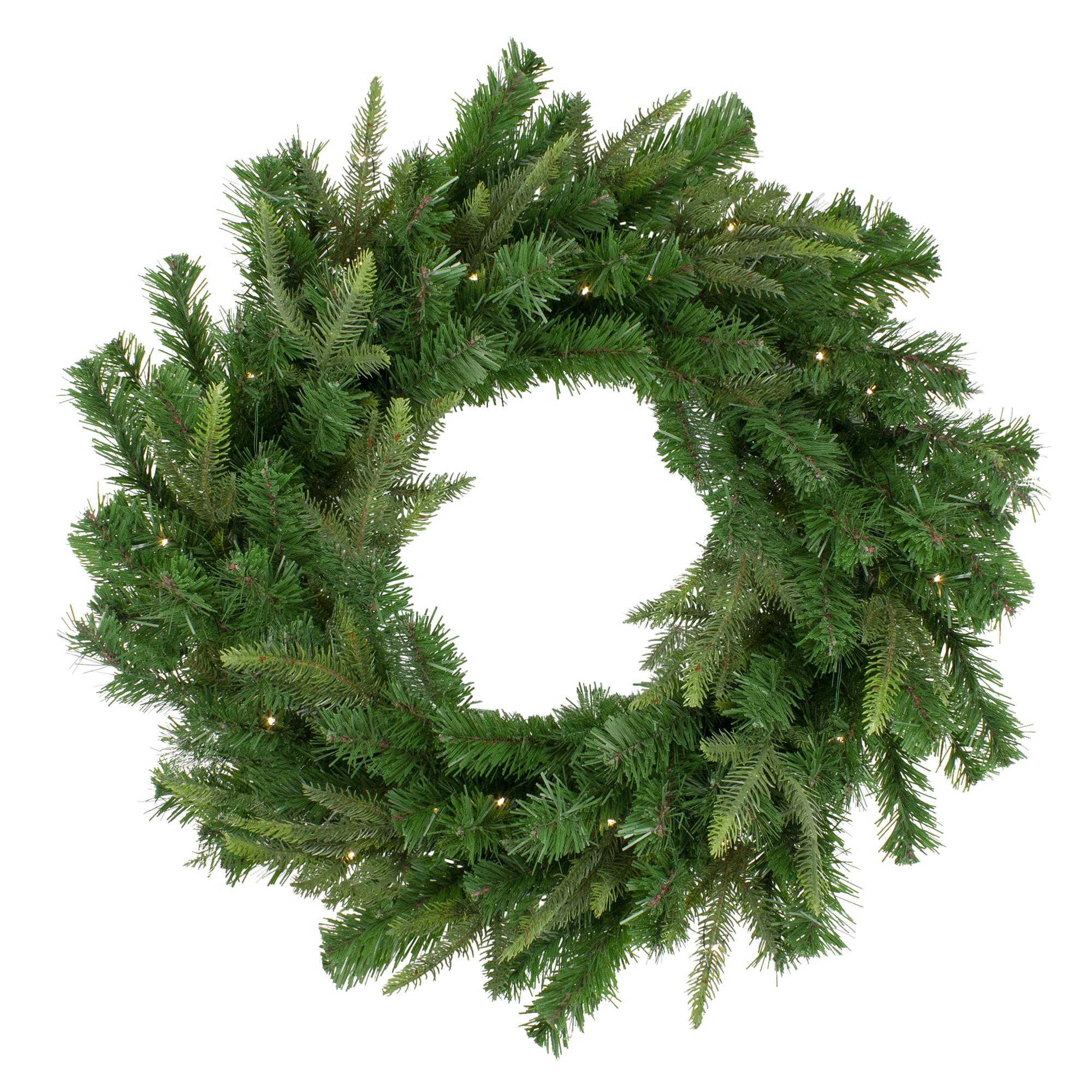 Pre-Lit Roosevelt Fir Artificial Christmas Wreath - 48-Inch, Warm White LED Lights