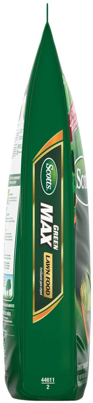 scotts green max lawn food - lawn fertilizer plus iron supplement builds thick, green lawns - deep greening in 3 days - covers 10,000 sq. ft.
