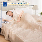 Electric Blanket Full Size, Flannel Heated Blanket with 10 Heating Levels  1-12 Hours Auto Shut Off, Fast Heating Warm Blanket, Machine Washable, Beige, 80 x 84 Inch