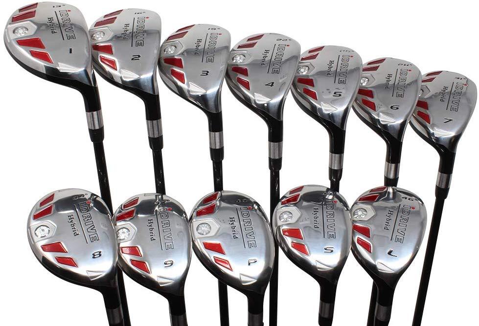 Senior Women's Golf Clubs All Ladies iDrive Hybrids Complete Set Includes: #1, 2, 3, 4, 5, 6, 7, 8, 9, PW, SW, LW. Lady L Flex Right Handed Utility Oversized Clubs. Perfect for 55+ Years Old