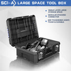 5 Tier Stackable Tool Box with Wheels,Rolling Tool Box with Drawers,Modular Tools Organizer,Portable Tool Box with Transparent Parts Box,LarCapacity Toolbox,for GaraStorage,Home and Repair Shop