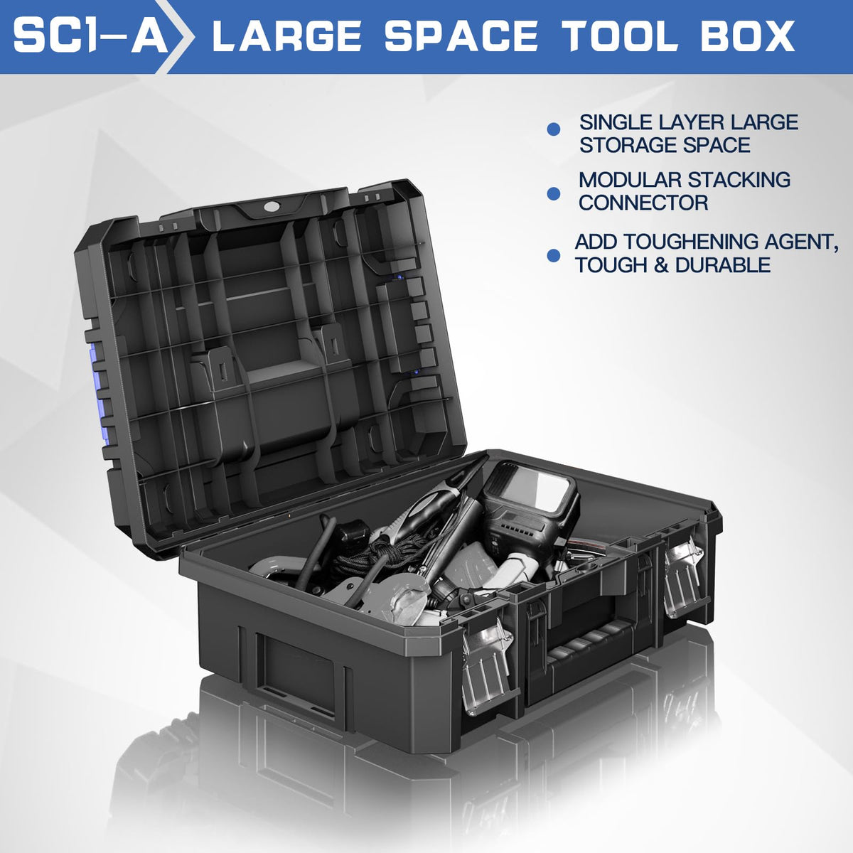 5 Tier Stackable Tool Box with Wheels,Rolling Tool Box with Drawers,Modular Tools Organizer,Portable Tool Box with Transparent Parts Box,LarCapacity Toolbox,for GaraStorage,Home and Repair Shop