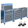 20 Drawer Rolling Tool Chest Combo,Tool Cabinet with  Countertop, Modular Tool Chest with LocDrawers and Connection Parts, 360° Swivel BraWheels & Padded Feet, Blue
