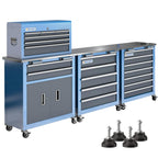 20 Drawer Rolling Tool Chest Combo,Tool Cabinet with  Countertop, Modular Tool Chest with LocDrawers and Connection Parts, 360° Swivel BraWheels & Padded Feet, Blue