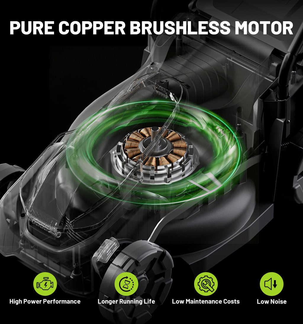 20V 14" Electric Lawn Mower, Brushless Cordless Lawn Mower with 2-in-1 Mulching &amp; Bagging, 5.0Ah Battery Lightweight Push Mower with 5-Position Height Adjustment for Small Yards