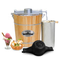 EIM402 Old Fashioned 4 Quart  Bucket Electric Ice Cream Maker Machine, Bonus Classic Die-Cast Hand Crank for Churning, Uses Ice and Rock Salt Churns Ice Cream in Minutes