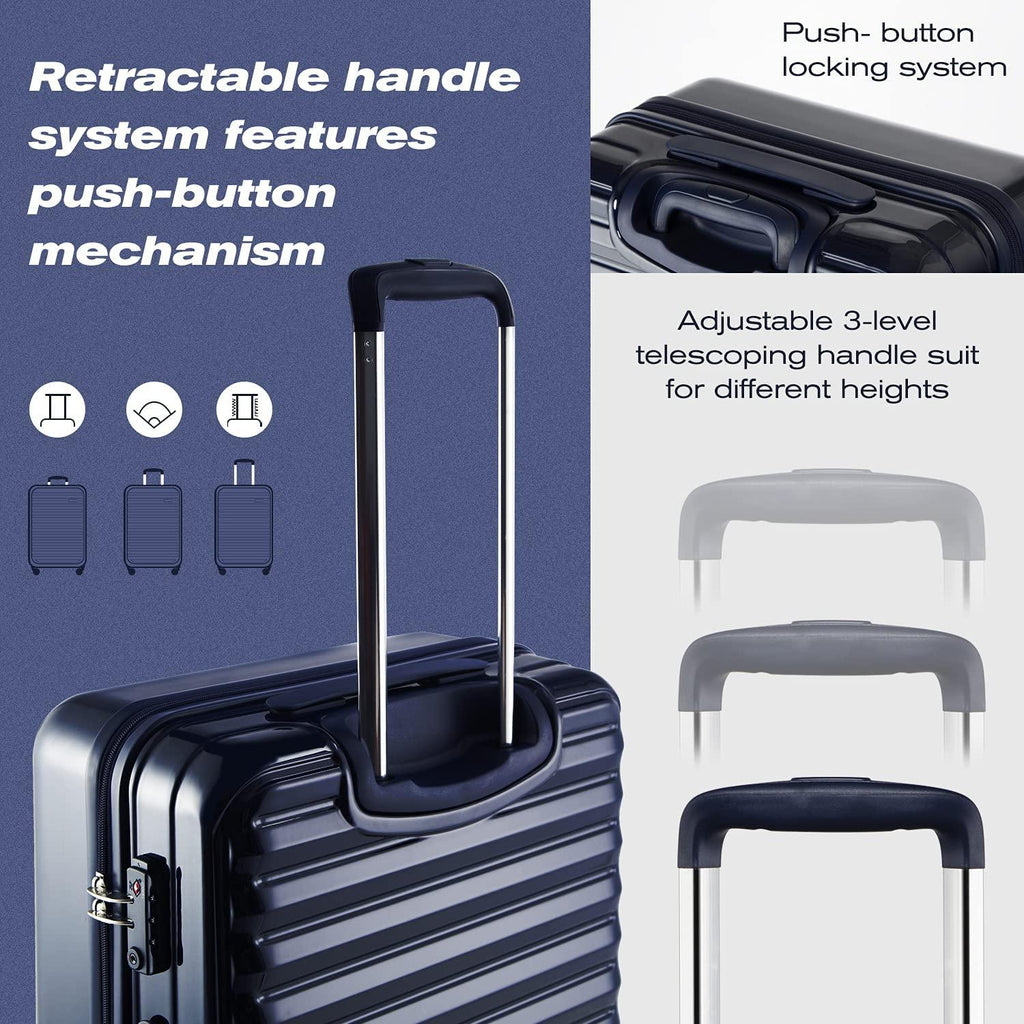 Luggage Suitcase 3 Piece Set expandable (only 28”) ABS+PC Spinner suitcase with TSA Lock carry on 20 in 24in 28in (sakura pink)