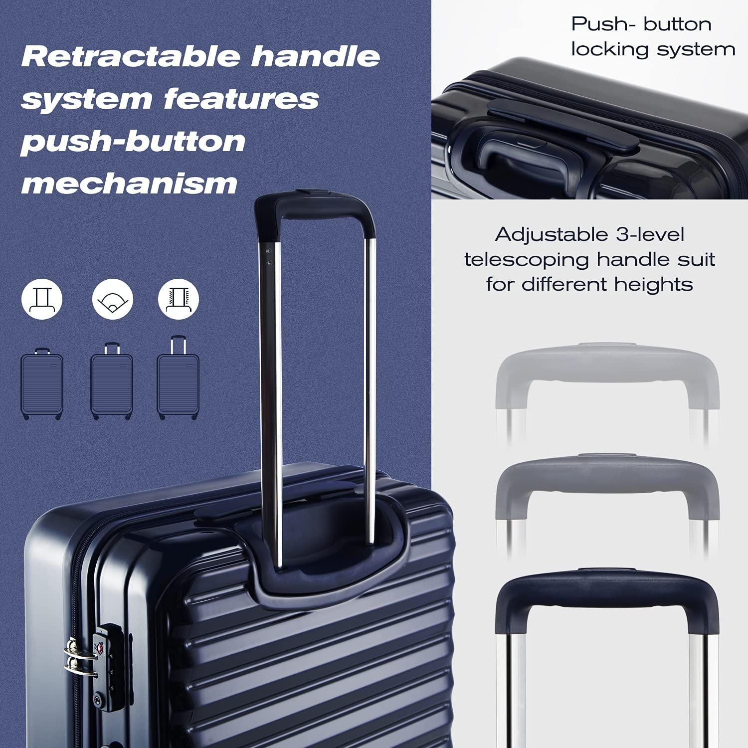 Luggage Suitcase 3 Piece Set expandable (only 28”) ABS+PC Spinner suitcase with TSA Lock carry on 20 in 24in 28in (sakura pink)