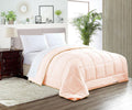 Twin XL Comforter Solid Peach 300 GSM Plush Siliconized Microfiber Fill Duvet Insert Box Stiched Quilted Fluffy Soft 600 TC Egyptian Cotton Shell with Piping &amp; Pillowcases