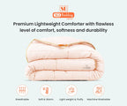 Twin XL Comforter Solid Peach 300 GSM Plush Siliconized Microfiber Fill Duvet Insert Box Stiched Quilted Fluffy Soft 600 TC Egyptian Cotton Shell with Piping &amp; Pillowcases