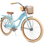 Huffy 10 Pieces, Nel Lusso with Perfect Fit Frame Classic Cruiser Bike , Women's, Blue, 26 In.