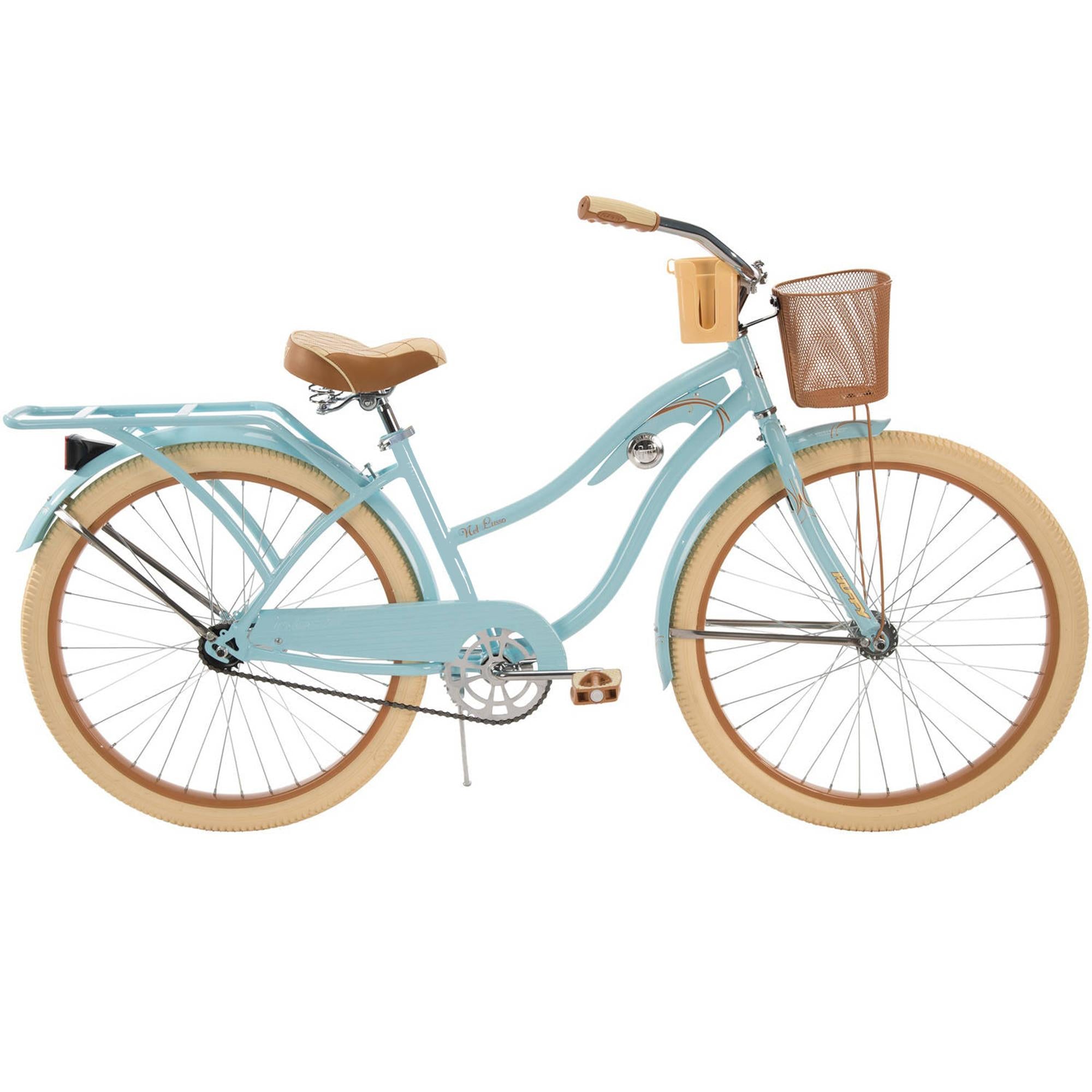 Huffy 10 Pieces, Nel Lusso with Perfect Fit Frame Classic Cruiser Bike , Women's, Blue, 26 In.