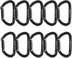 Fusion Climb Vapor Aluminum Straight Gate Modified D Black Carabiner 10-Pack